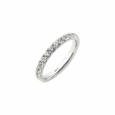 Alliance demi tour serti griffe en or blanc et diamants de 0.65ct