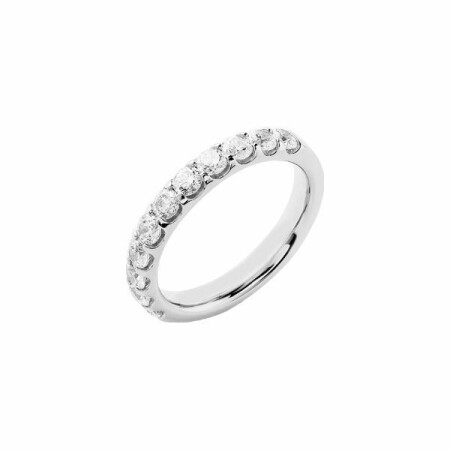 Alliance demi tour serti griffe en or blanc et diamants de 1ct