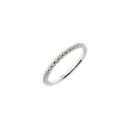 Alliance demi-tour serti barrette en or blanc et diamants de 0.25ct 