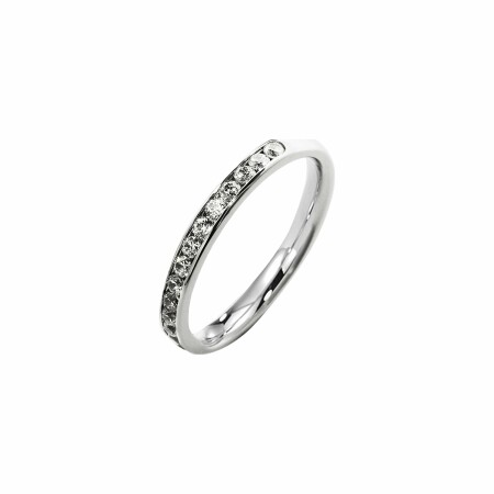 Alliance demi-tour serti rail en or blanc et diamants de 0.38 ct