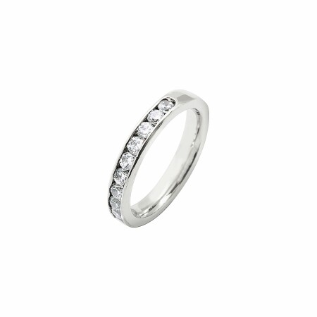 Alliance demi-tour serti rail en or blanc et diamants de 0.75ct 