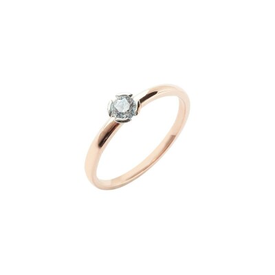 Solitaire jonquille en or rose et diamants