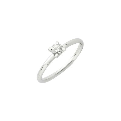 Solitaire serti 4 griffes jonc en or blanc et diamant de 0.30ct