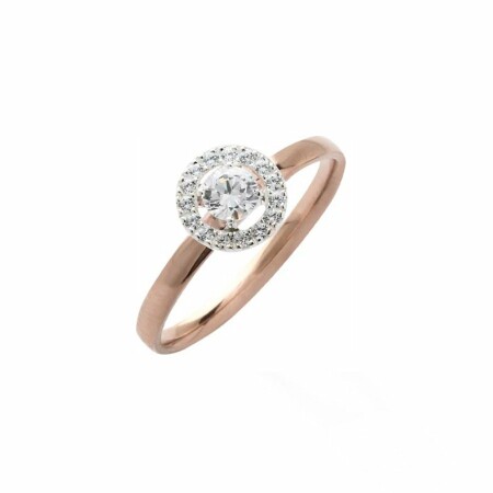 Solitaire entourage simple parure de diamants en or rose