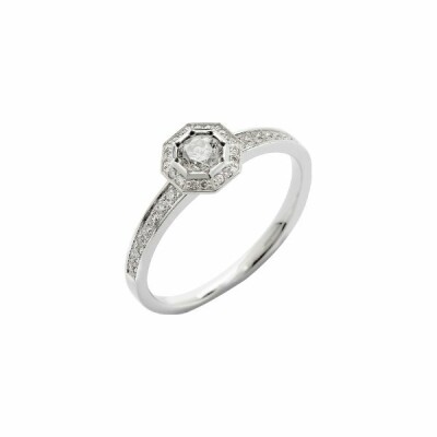 Solitaire octogone en or blanc et diamant de 0.30ct