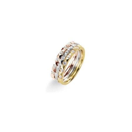 Bague en or jaune, or blanc, or rose et diamants