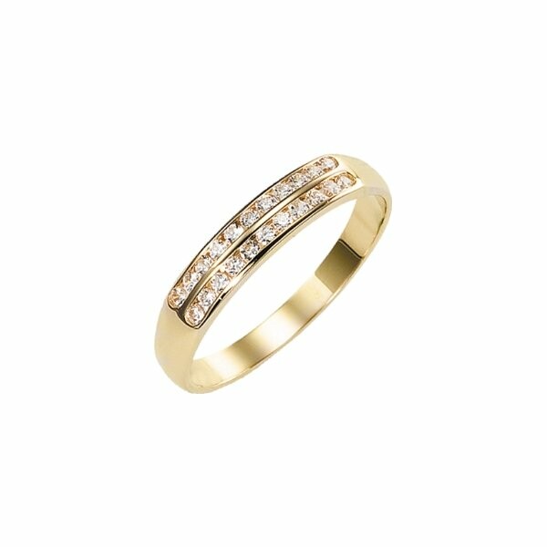 Bague multi-rangs en or jaune et diamants de 0.20ct