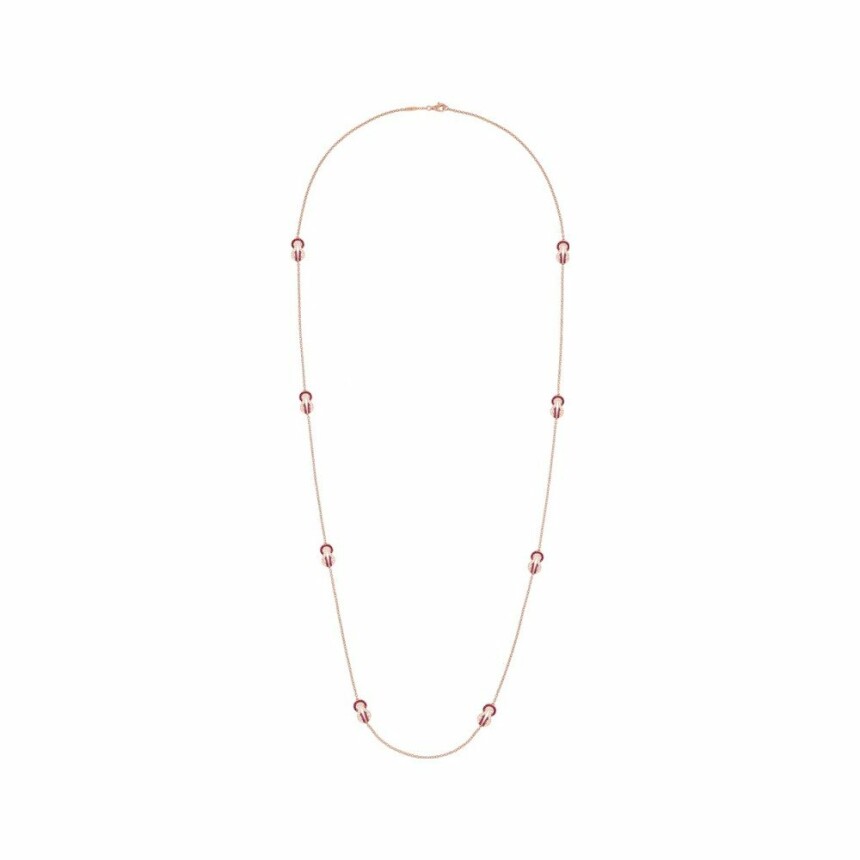 FRED Chance Infinie long necklace, medium size, rose gold, diamonds, rubies