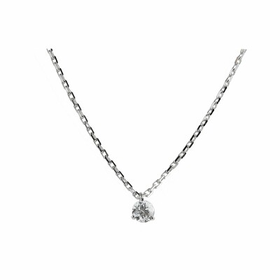 Collier serti 3 griffes en or blanc et diamants de 0.20ct