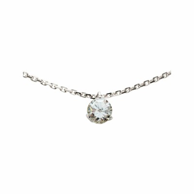 Collier serti 3 griffes en or blanc et diamants de 0.25ct