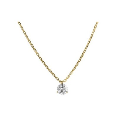 Collier serti 3 griffes en or jaune et diamant de 0.30ct
