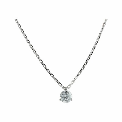 Collier serti 3 griffes en or blanc et diamants de 0.30ct