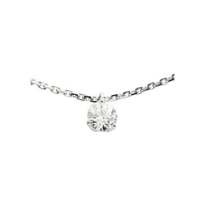 Collier serti 3 griffes en or blanc et diamant de 0.40ct