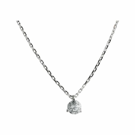 Collier serti 3 griffes en or blanc et diamants de 0.50ct