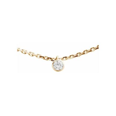 Collier serti clos en or jaune et diamant de 0.10ct