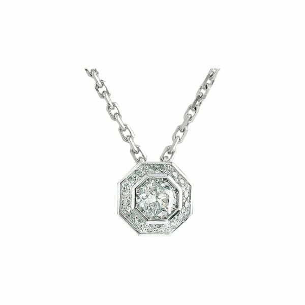 Colliers octogone en or blanc et diamants de 0.13ct