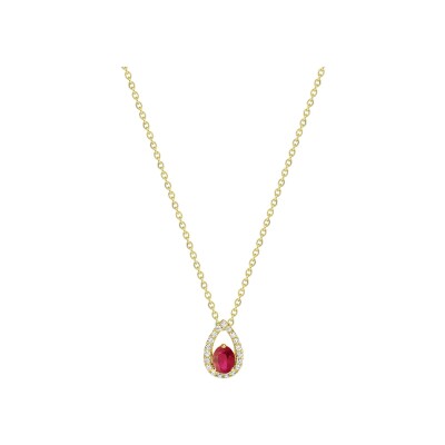 Collier en or jaune, rubis et diamant