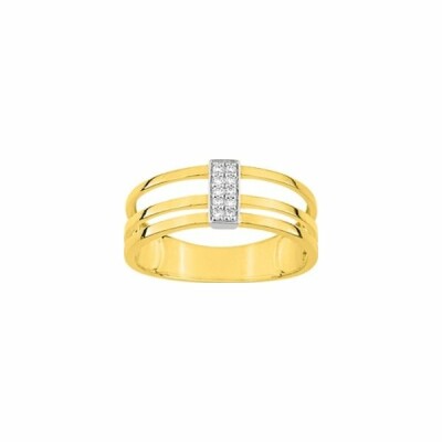 Bague en or jaune, or blanc et diamants