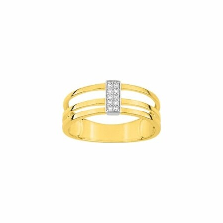 Bague en or jaune, or blanc et diamants