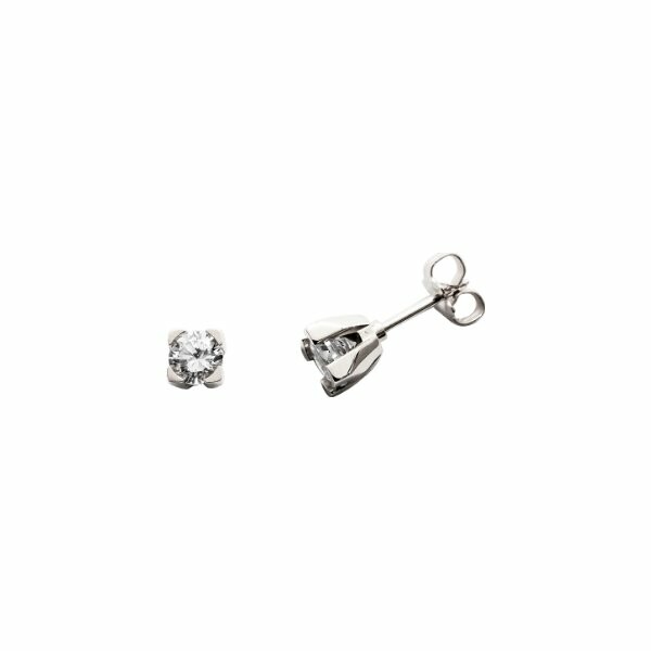 Boucles d'oreilles clou triangle en or blanc et diamants de 0.20ct