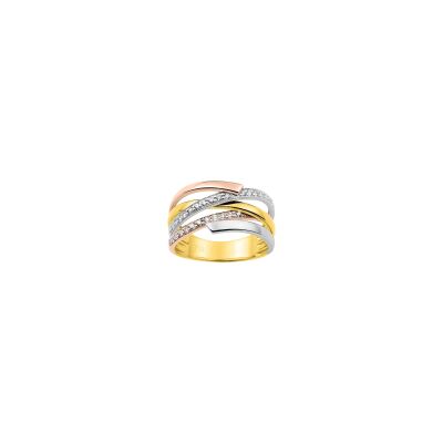 Bague en or jaune, or blanc, or rose et diamant 0.34ct