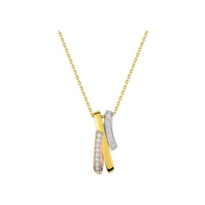 Collier en or jaune, or blanc et diamant 0.18ct