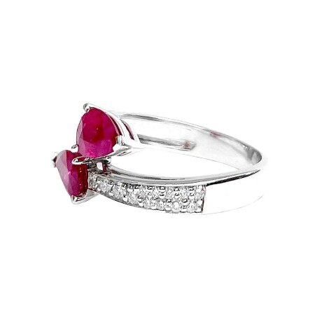 Bague Isabelle Barrier en or blanc, diamant de 0.29ct et rubis de 1.78cts, taille 54