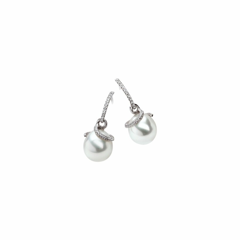 Boucles d'oreilles B&F Prestige Océane en or blanc, perle et diamants