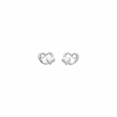 Boucles d'oreilles clous en or blanc et oxydes de zirconium