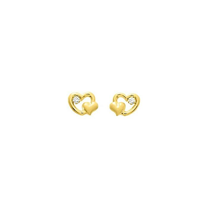 Puces d'oreilles en or jaune et oxydes de zirconium