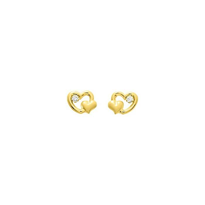 Puces d'oreilles en or jaune et oxydes de zirconium