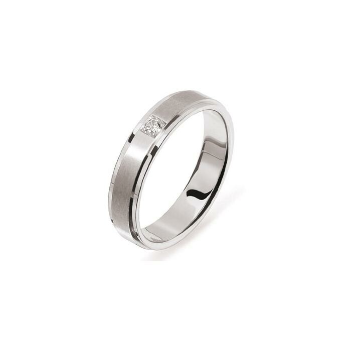 Alliance en or blanc et diamant de 0.05ct, 5mm