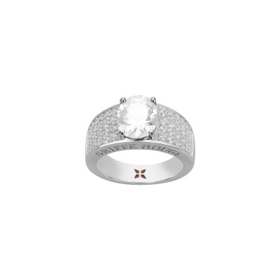 Bague Griffe Rouge en argent et oxydes de zirconium