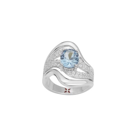 Bague Griffe Rouge en argent, oxydes de zirconium et pierres de couleurs