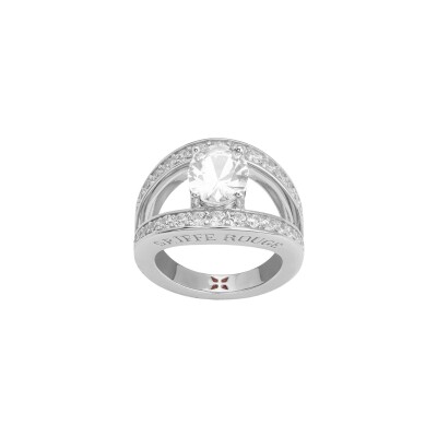 Bague Griffe Rouge en argent et oxydes de zirconium