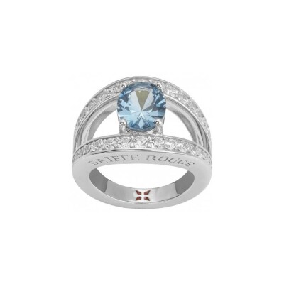 Bague Griffe Rouge en argent et oxyde de zirconium taille 56