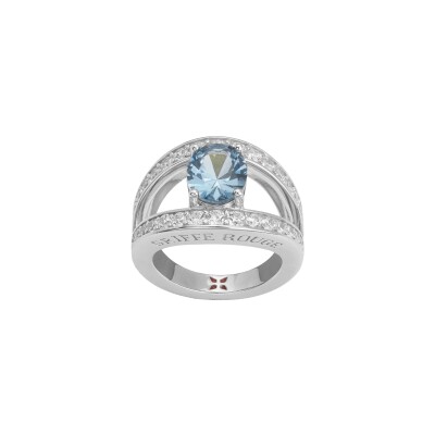 Bague Griffe Rouge en argent, oxydes de zirconium et pierres de couleurs
