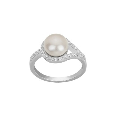Bague Griffe Rouge en plaqué or et perle d'eau douce taille 54