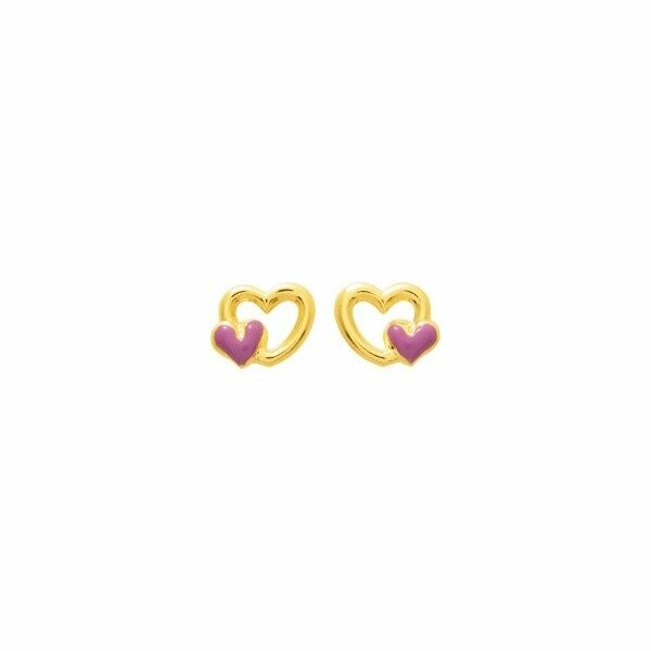 Boucles d'oreillles coeur en or jaune