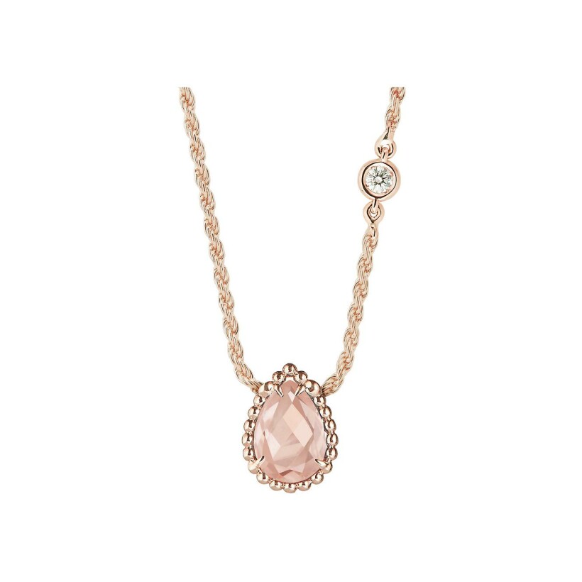 Boucheron Serpent Boheme pendant, XS motif, rose gold, diamond and pink quartz