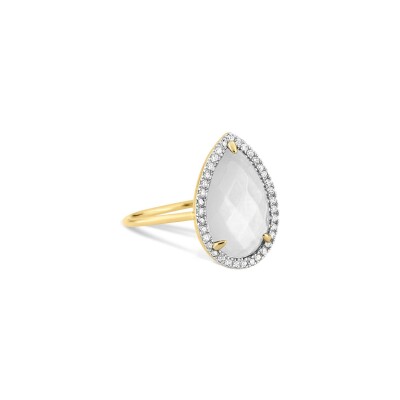 Bague Morganne Bello Alma en or jaune, nacre blanche et diamants