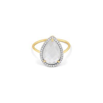 Bague Morganne Bello Alma en or jaune, nacre blanche et diamants