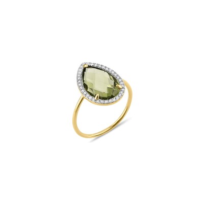 Bague Morganne Bello Alma en or jaune, quartz et diamants