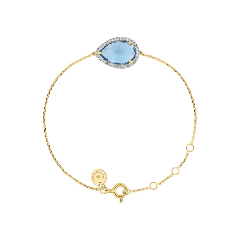 Bracelet Morganne Bello Alma en or jaune, topaze bleue et diamants