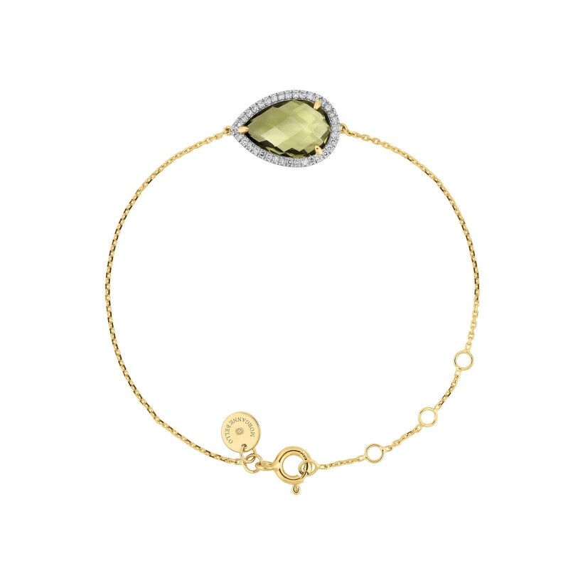 Bracelet Morganne Bello Alma en or jaune, quartz olive et diamants