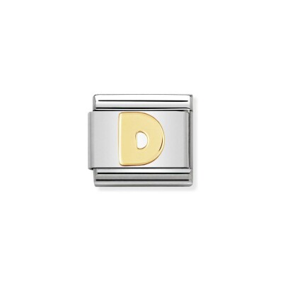 Charms Nomination Italy Composable Lettres en acier et or jaune, D