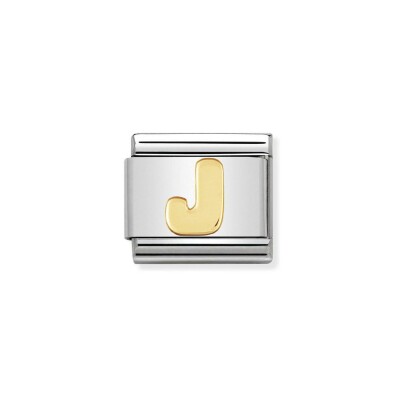 Charms Nomination Italy Composable Lettres en acier et or jaune, J