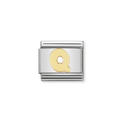 Charms Nomination Italy Composable Lettres en acier et or jaune, Q