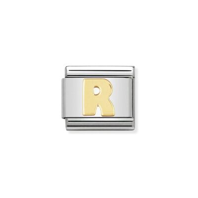 Charms Nomination Italy Composable Lettres en acier et or jaune, R