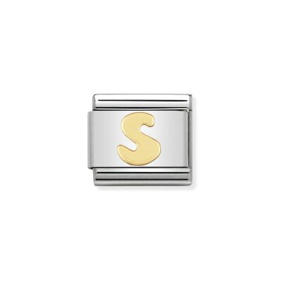 Charms Nomination Italy Composable Lettres en acier et or jaune, S